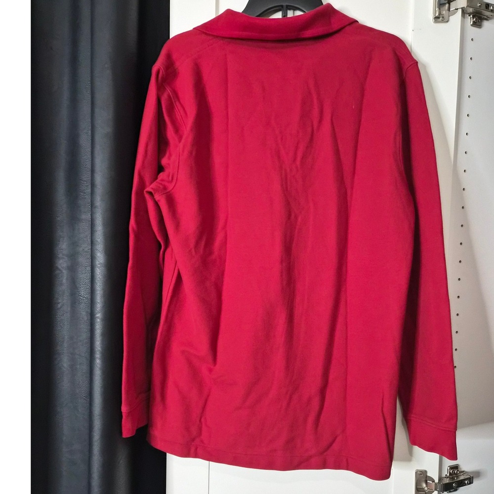 LLBean Mens Long Sleeve Polo‎ Shirt Red Traditional Fit M Reg Cotton - Picture 3 of 6